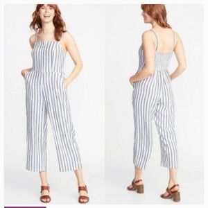 Old Navy Black and White Striped Jumpsuit